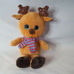 Hug Fun Brown Reindeer 10' Blue Sparkle Eye's Holiday Plush Stuffed Animal Toy